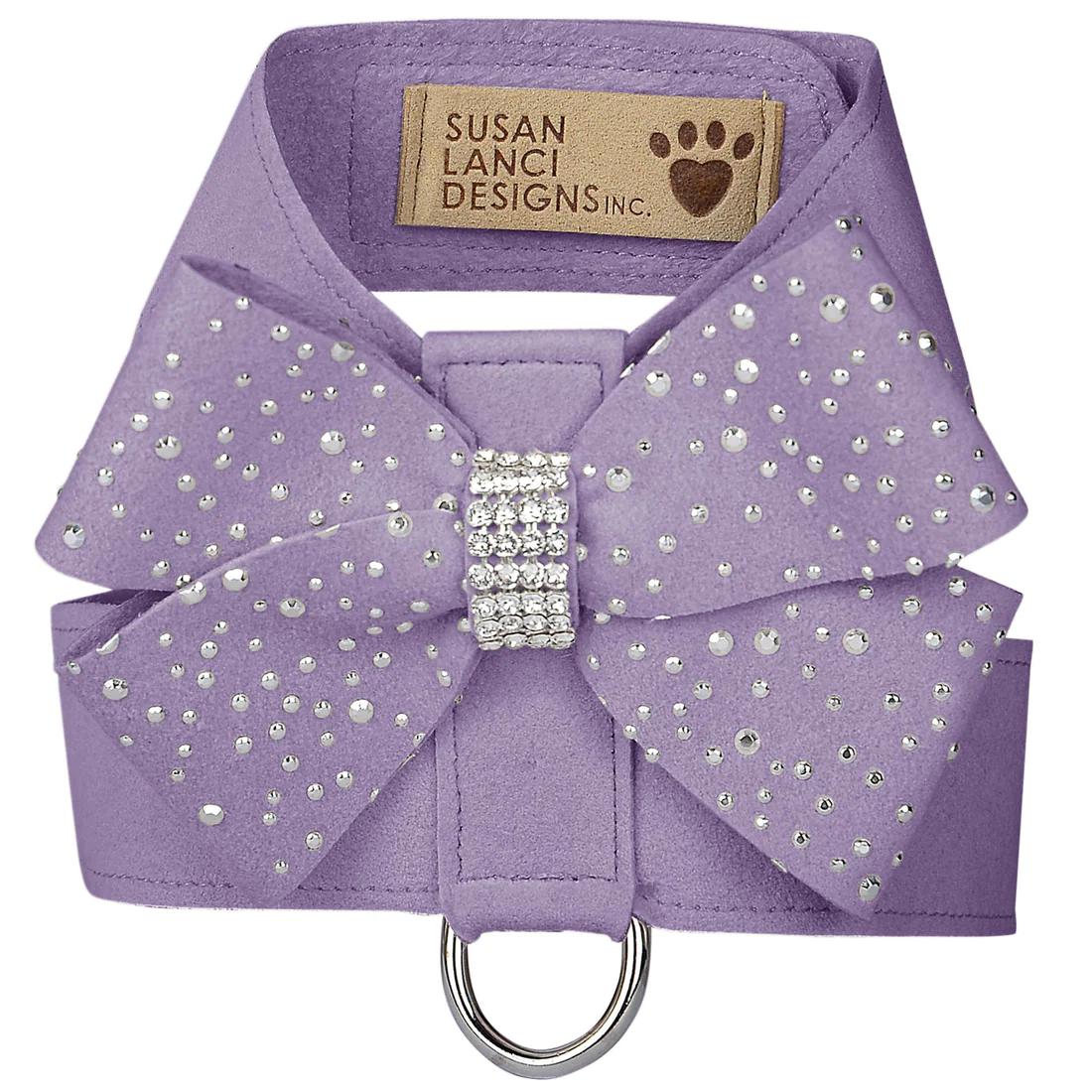 Silver Stardust Nouveau Bow Tinkie Dog Harness French Lavender