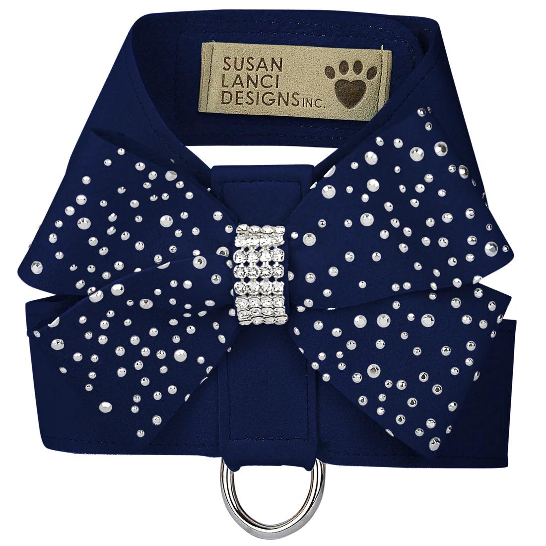 Silver Stardust Nouveau Bow Tinkie Dog Harness Indigo