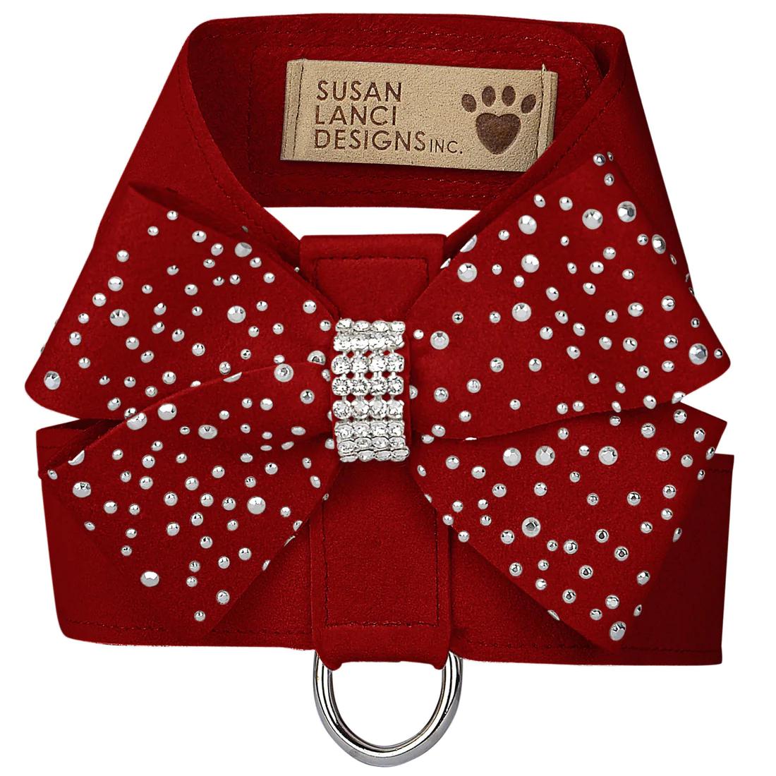 Silver Stardust Nouveau Bow Tinkie Dog Harness Red